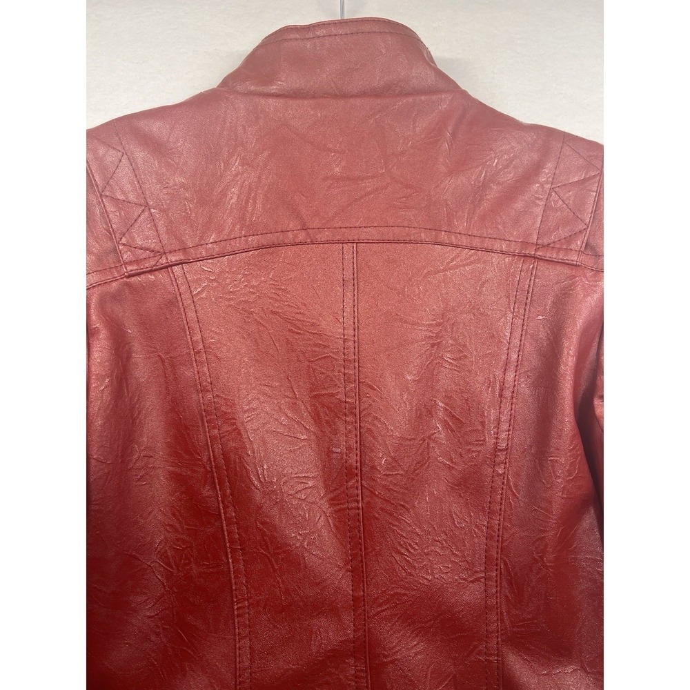 Downtown Coalition Apparell Faux Learher Moto Jacket Womens Small  Cropped Zip - Picture 7 of 10